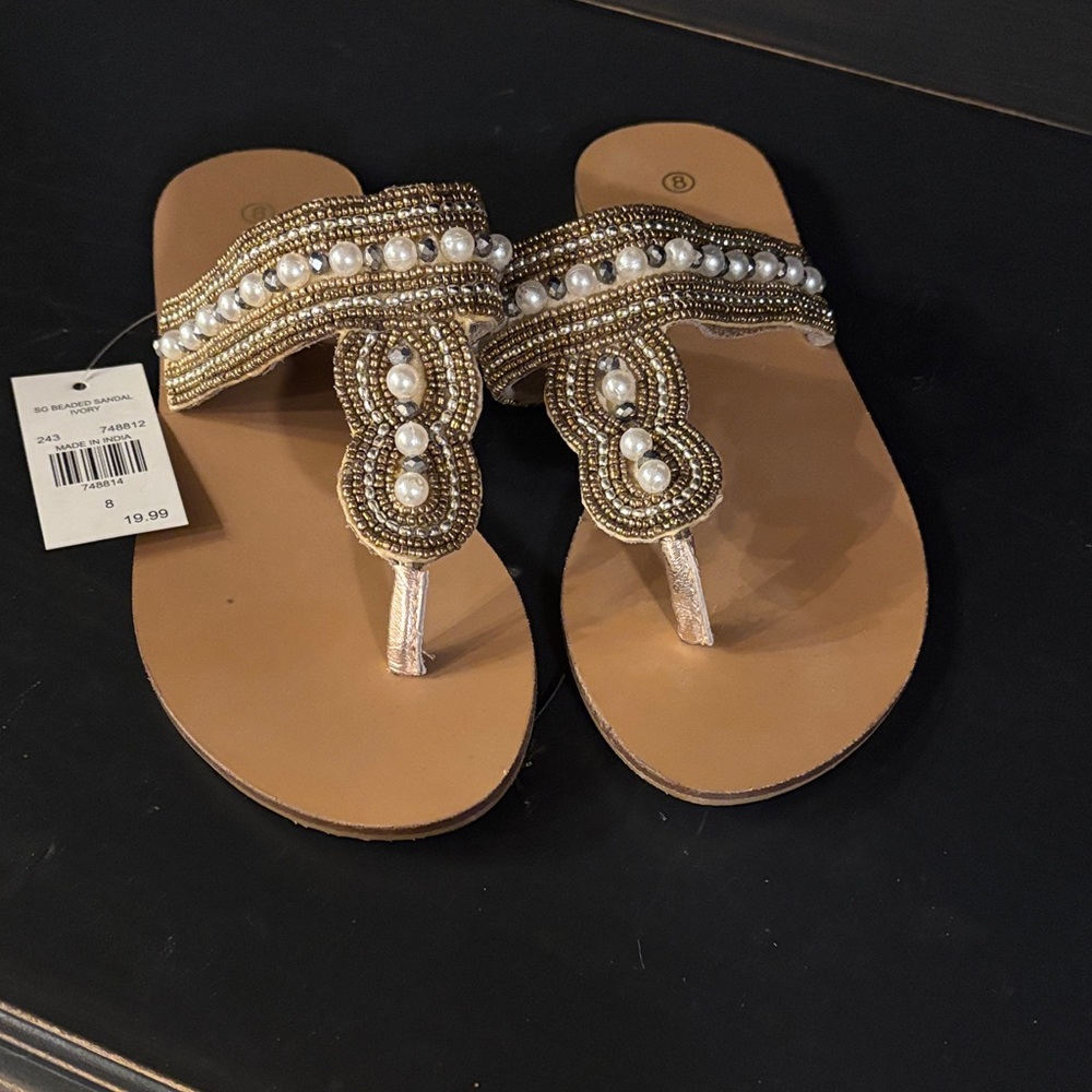 Elegant Beaded Pearl Sandals